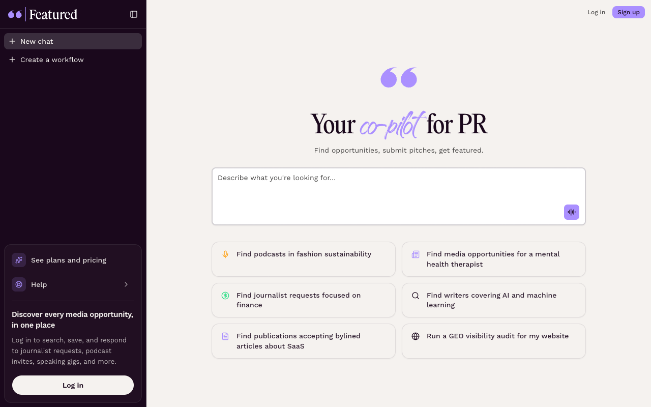 Featured interface