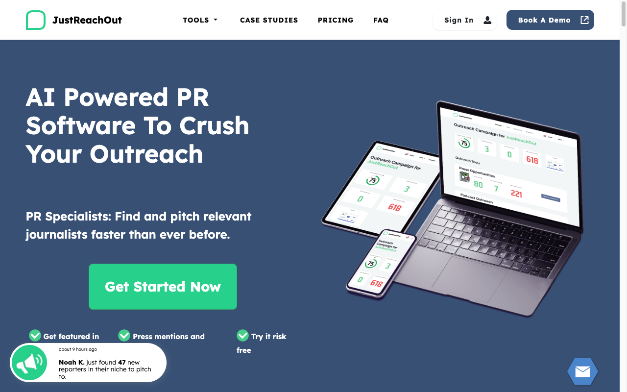 JustReachOut interface